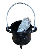 Load image into Gallery viewer, Triple Moon Cast-Iron Black Cauldron 4.5"H x 3"D LARGE