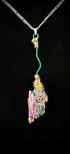 Load image into Gallery viewer, Third Eye Magik Witches Broom Necklaces (Aura Rainbow Kyanite)
