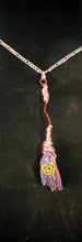 Load image into Gallery viewer, Third Eye Magik Witches Broom Necklaces (Aura Rainbow Kyanite)