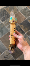Load image into Gallery viewer, NEW MOON WAND Chakra Clear Quartz & Chevron Amethyst LARGE