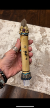 Load image into Gallery viewer, New Moon Wands Chakra Smokie Quartz & Selenite Medium