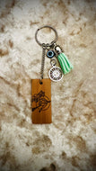 60's Sexy Witch Double Sided Wooden Bamboo Keychain