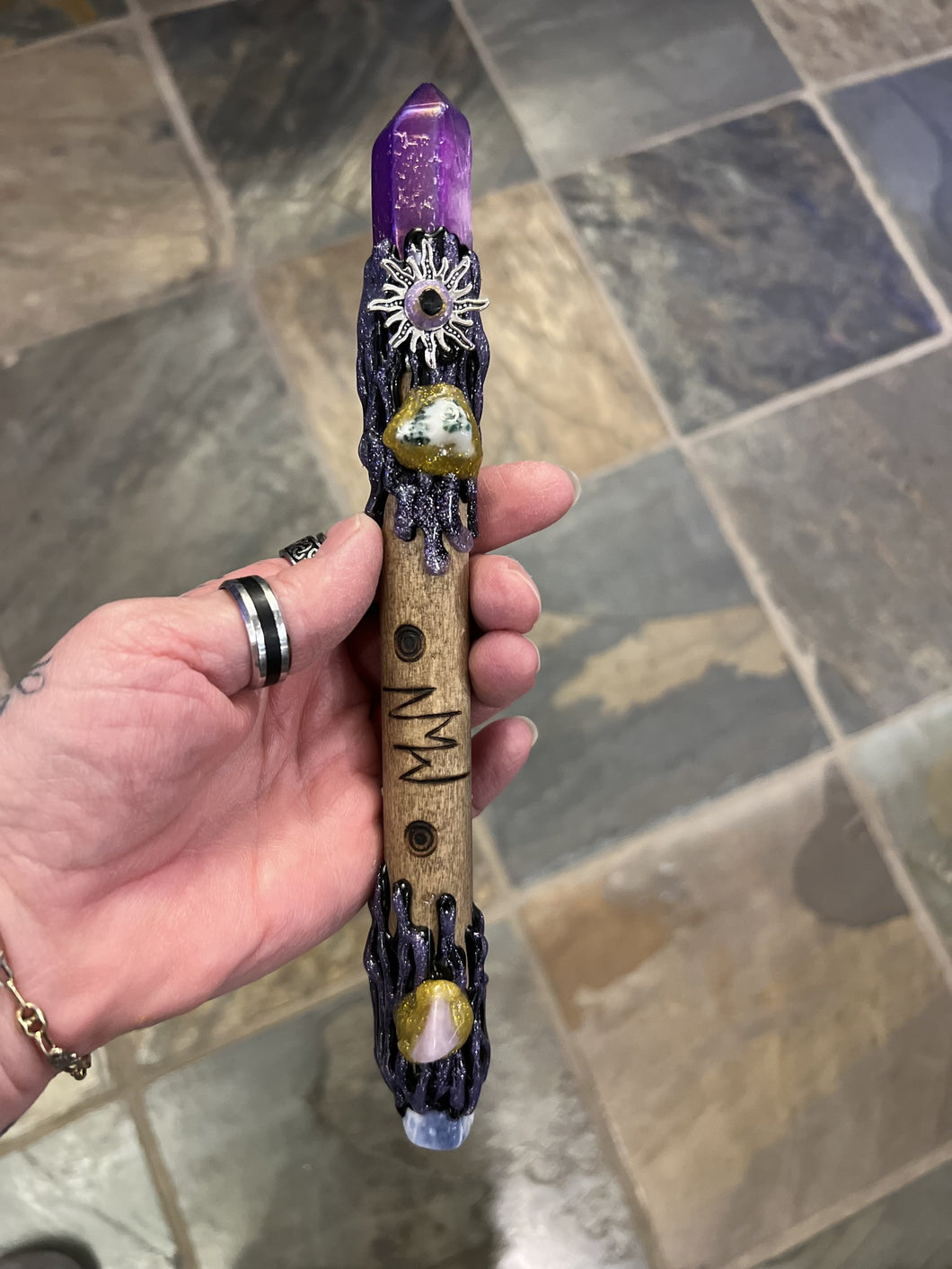 JUNIOR New Moon Wands Purple Aura Quartz With Sodalite