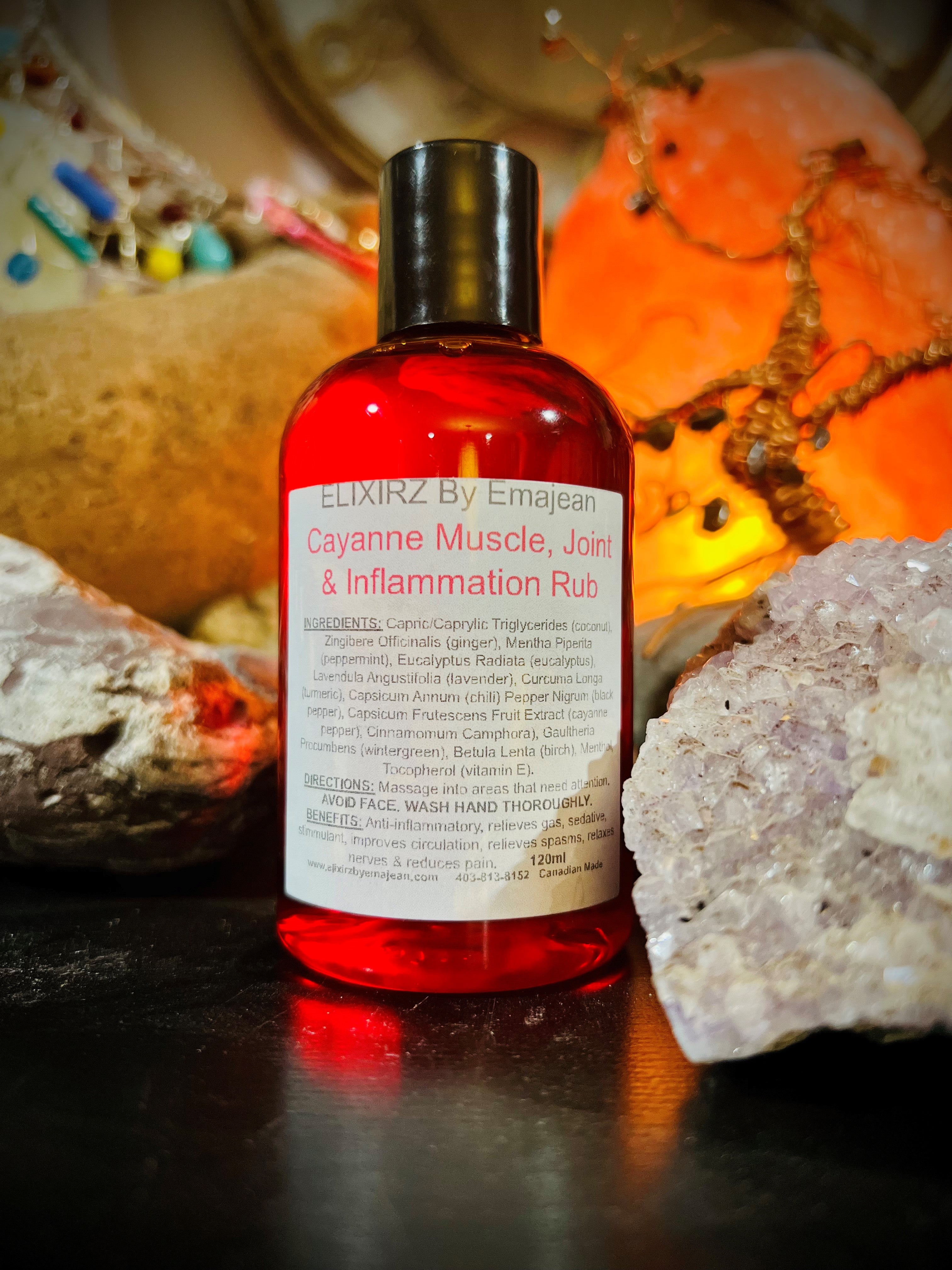 Cayenne Muscle, Joint & inflammation Rub 120ml Elixirz By Emajean