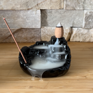 Ceramic Black Incense Holder Backflow Cascade 3″X1.25″H