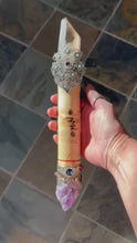 Load and play video in Gallery viewer, NEW MOON WAND Smokie Quartz &amp; Amethyst LARGE
